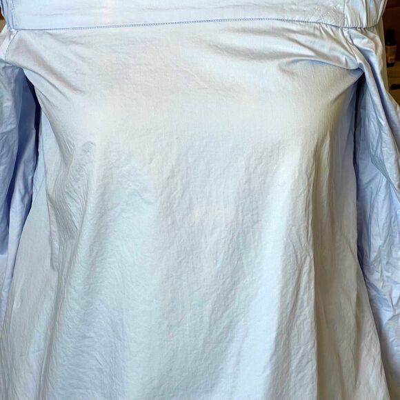 Tibi Blouse Size 0 Chambray Off Shoulder Bohowestern Rodeo Coastal Grandmacore - Picture 5 of 12